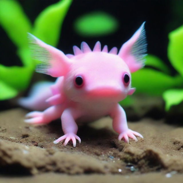 An extremely adorable and endearing axolotl