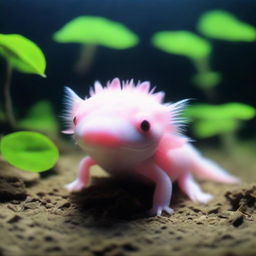 An extremely adorable and endearing axolotl