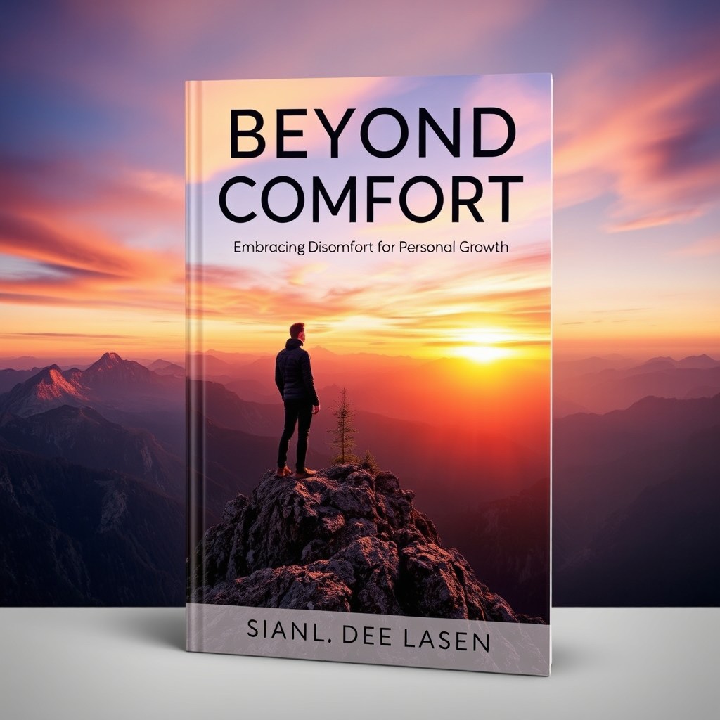 A visually captivating book cover for 'Beyond Comfort: Embracing Discomfort for Personal Growth'
