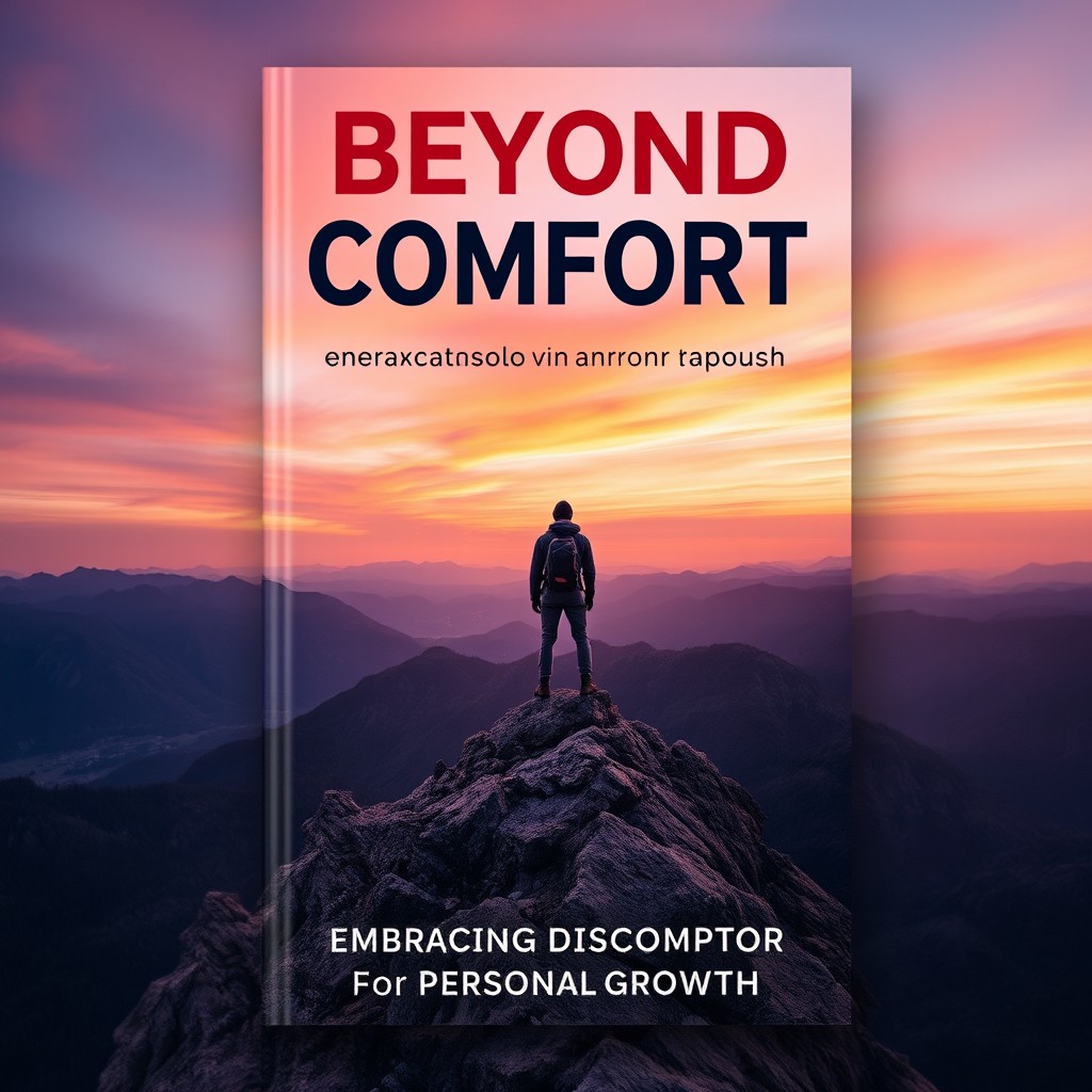 A compelling book cover for 'Beyond Comfort: Embracing Discomfort for Personal Growth'