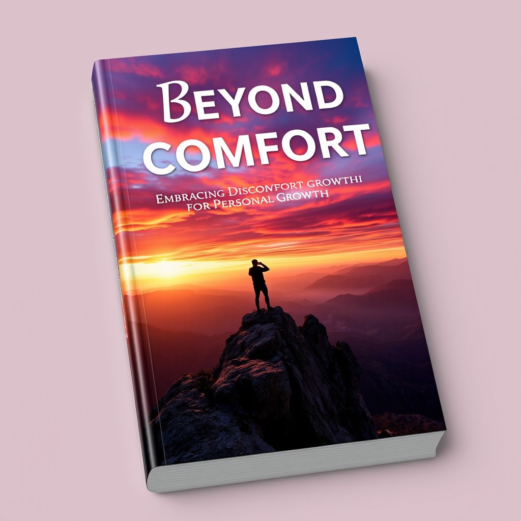 An eye-catching book cover design for 'Beyond Comfort: Embracing Discomfort for Personal Growth'