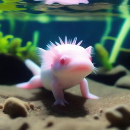 An extremely adorable and endearing axolotl