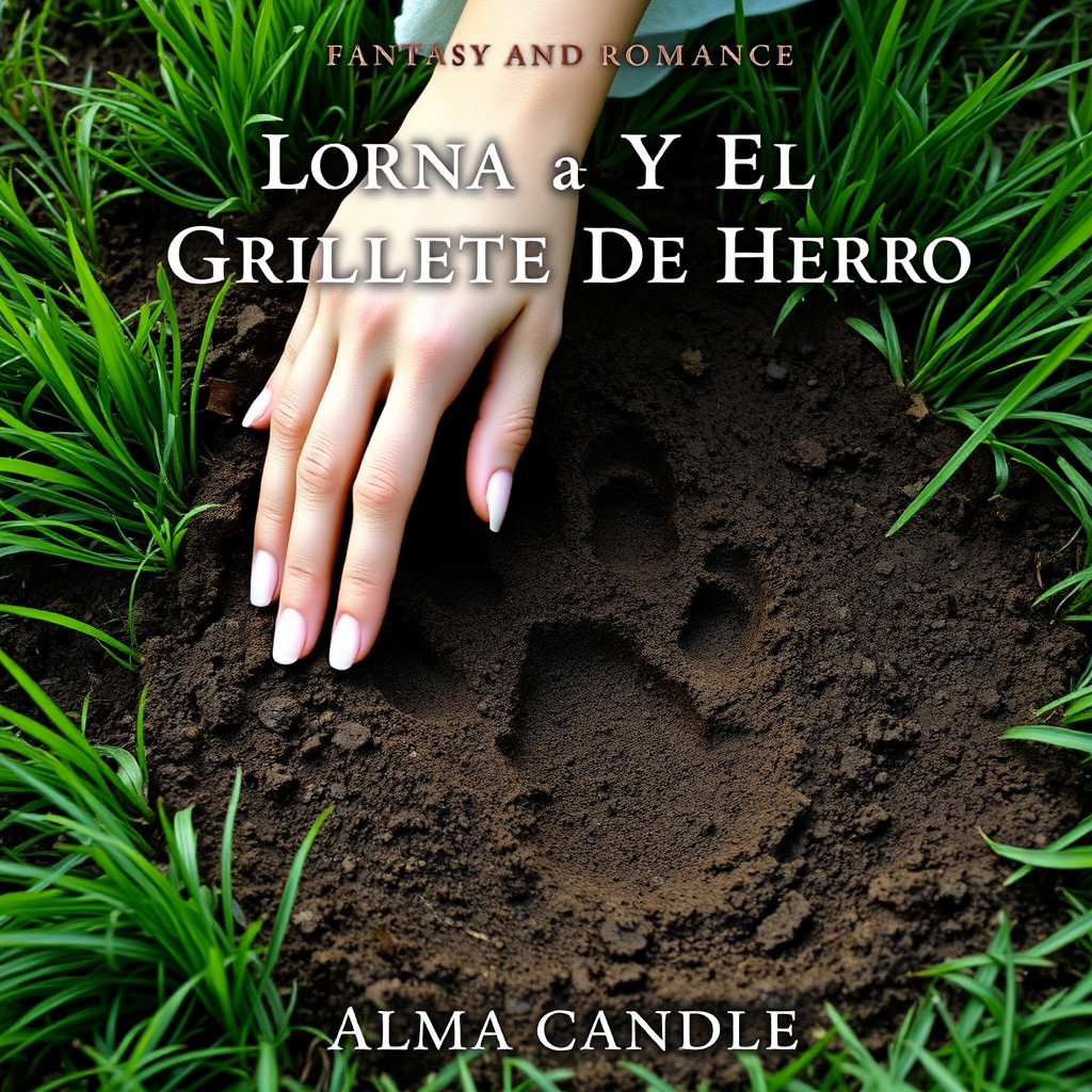 A fantasy and romance book cover titled 'Lorna Y El Grillete De Hierro' by Alma Candle