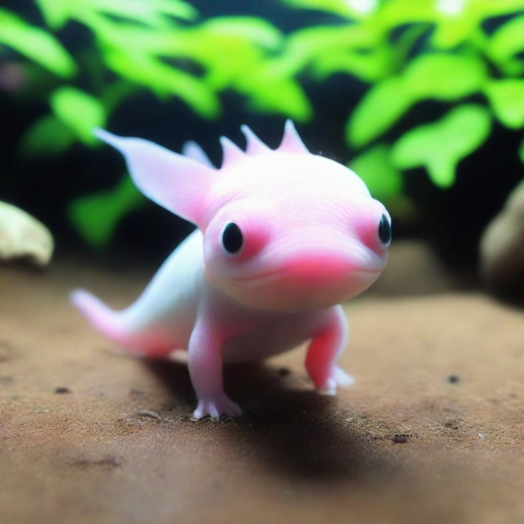 An extremely adorable and endearing axolotl