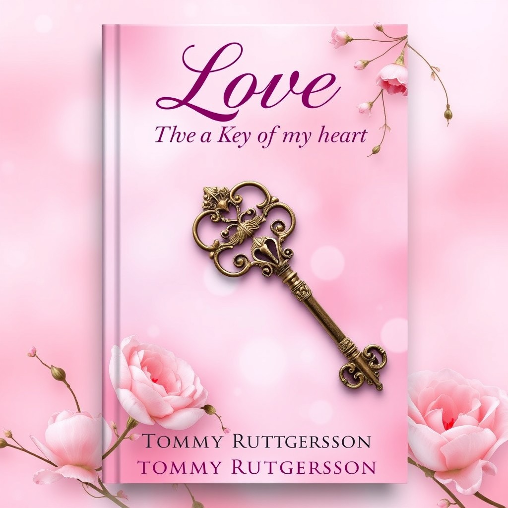 A romantic book cover design featuring an ornate vintage key, symbolizing 'the key to my heart', as the central focus