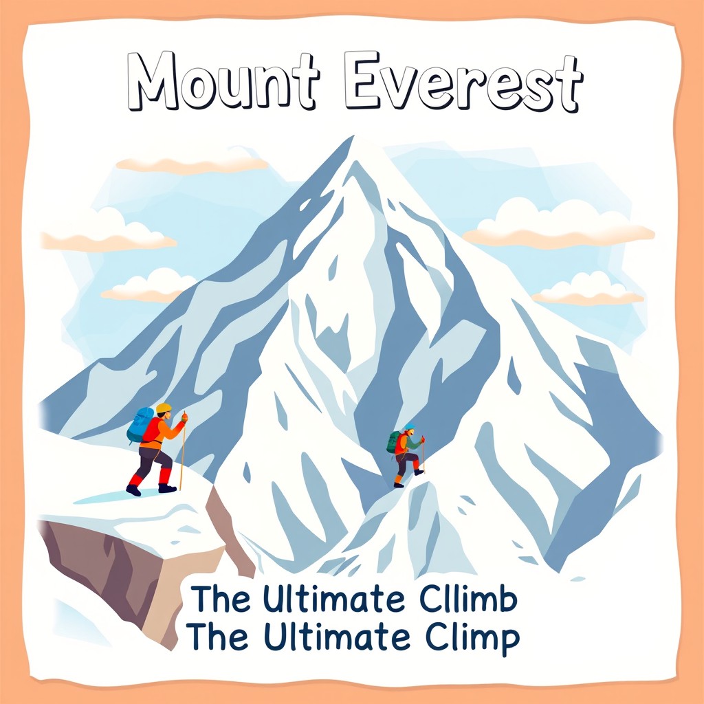 A cover page design featuring clipart elements related to Mount Everest