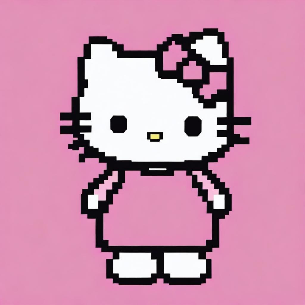 A high-quality image featuring a template for creating Hello Kitty pixel art