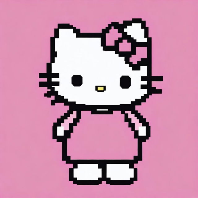 A high-quality image featuring a template for creating Hello Kitty pixel art