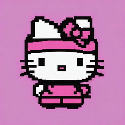 A high-quality image featuring a template for creating Hello Kitty pixel art