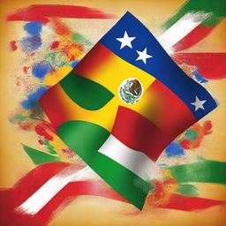 A vibrant depiction of the Hispanic flag, showcasing its various symbolic elements beautifully.