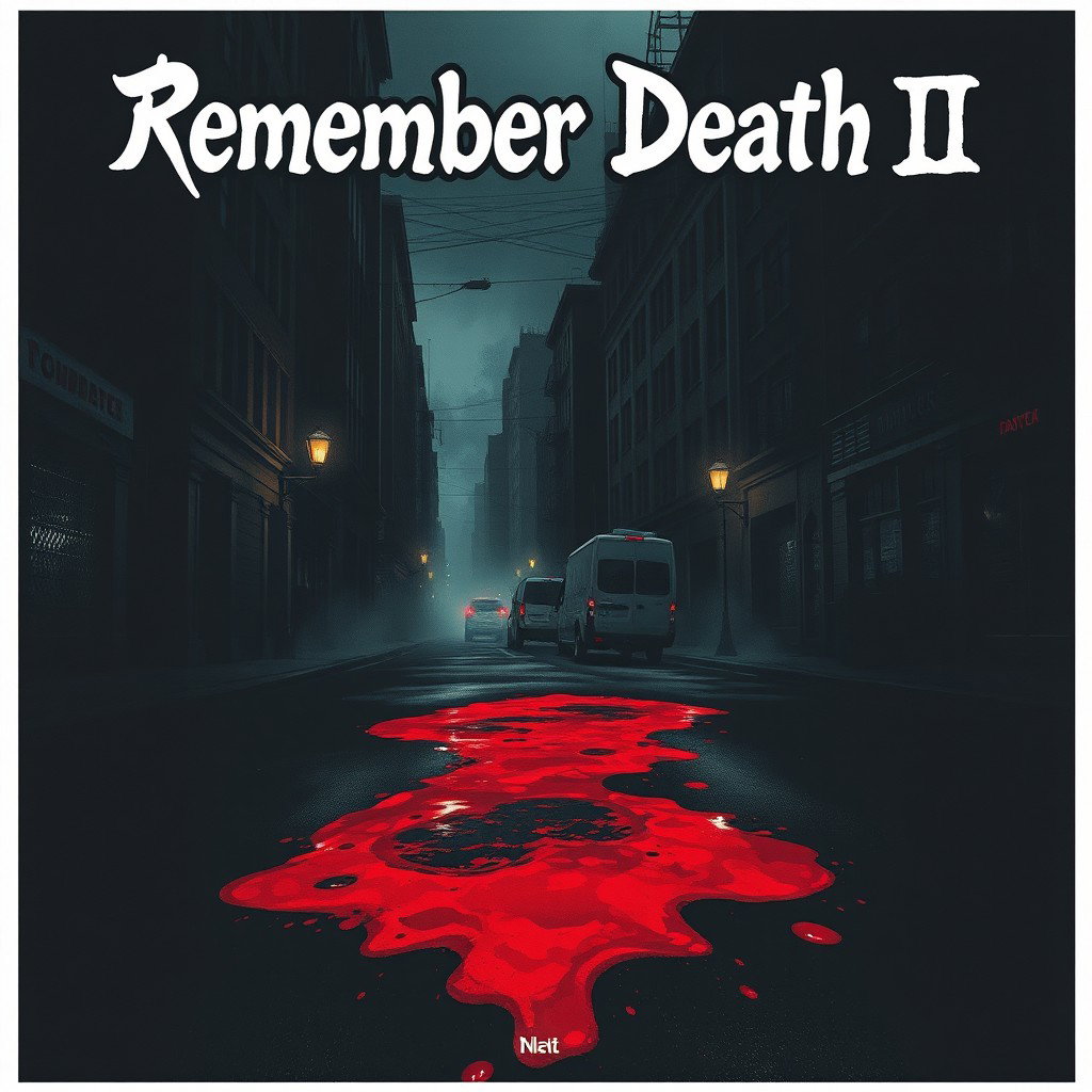 A dark, atmospheric city street drenched in shadows, featuring a foreboding ambiance that encapsulates horror