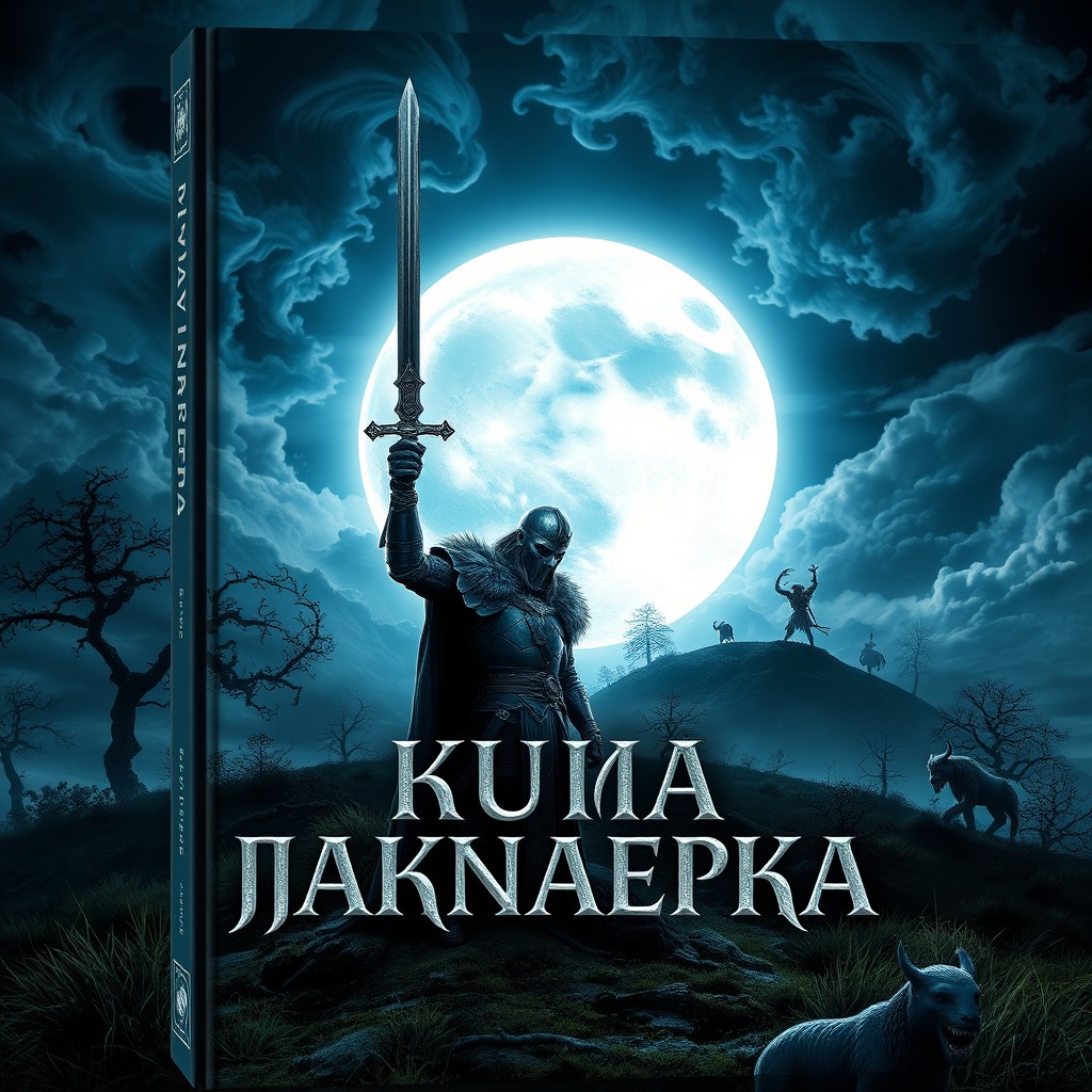 A captivating book cover for a fantasy novel titled 'Луга Рагнарека' inspired by Scandinavian mythology