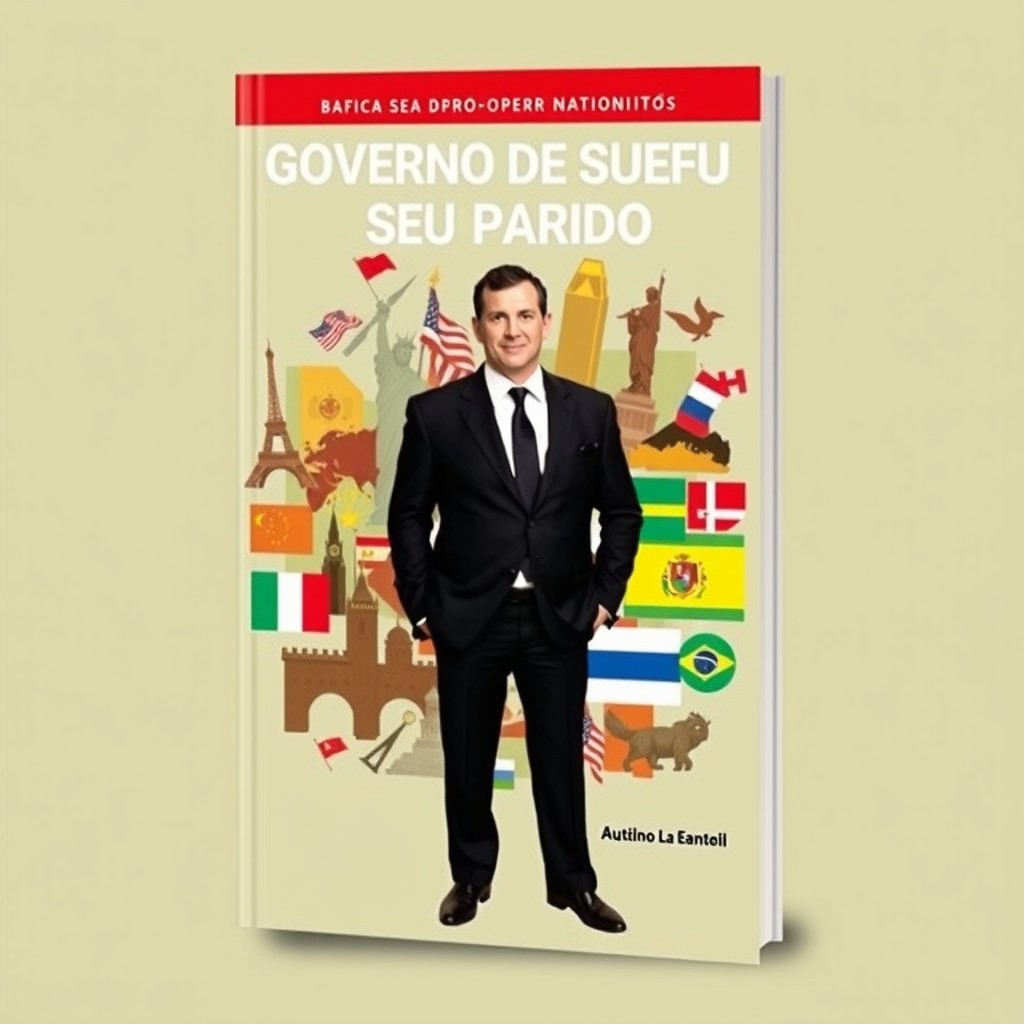 A book cover titled 'Propostas de Governo do Seu Partido' featuring elements representing various nations around the world, such as national flags and symbols in a harmonious design