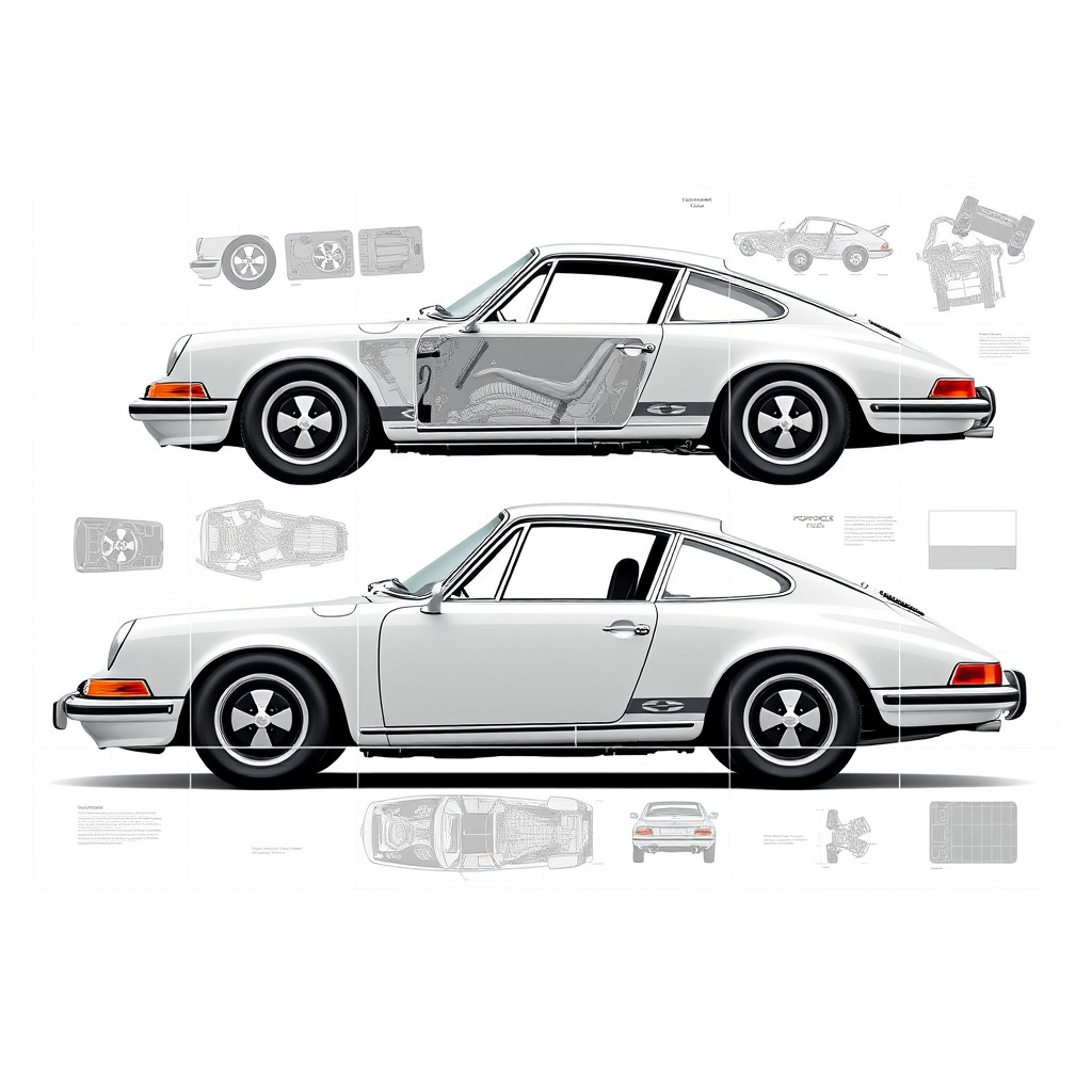 A high-resolution, photorealistic side profile image of a classic Porsche 911 Carrera RS 2