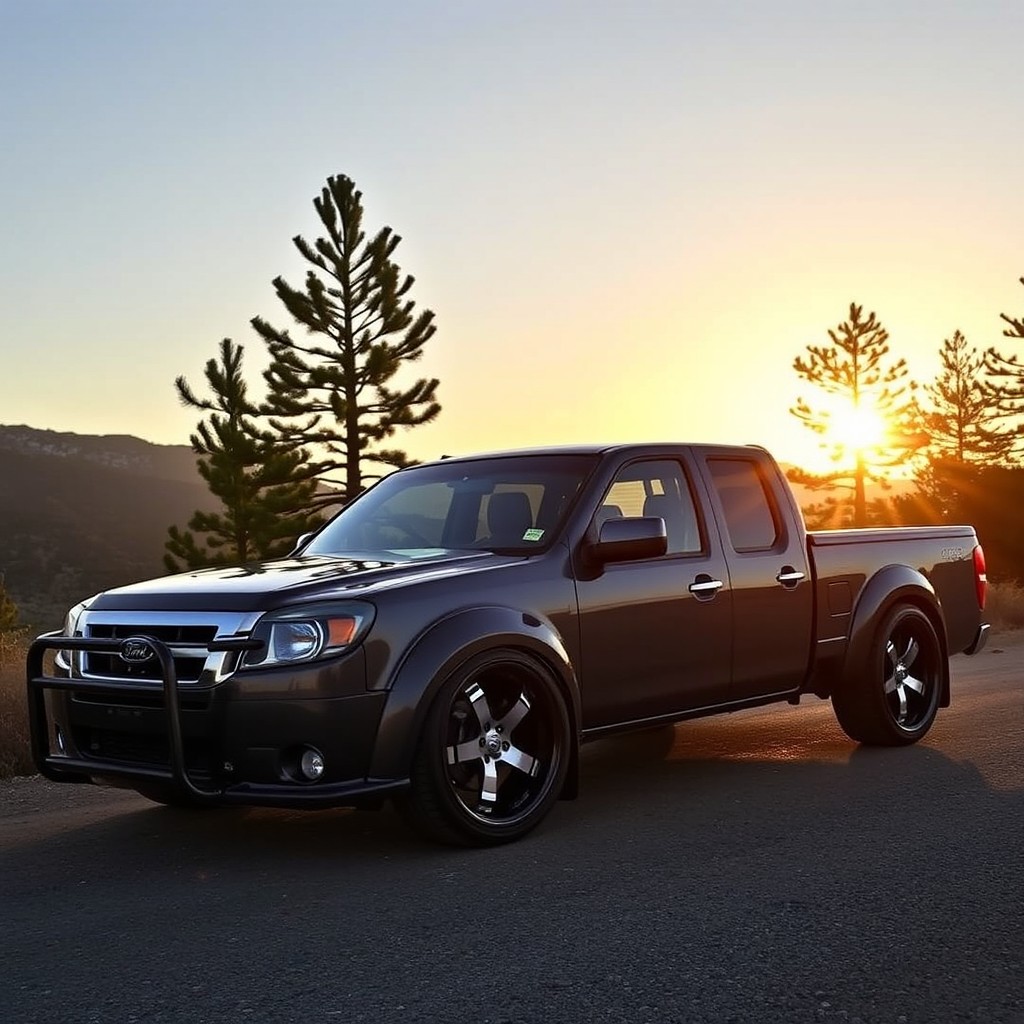 A 2010 Ford Ranger TDi, showcasing a sleek and polished exterior, with striking 18-inch TE37 rims that emphasize its sporty and rugged appeal