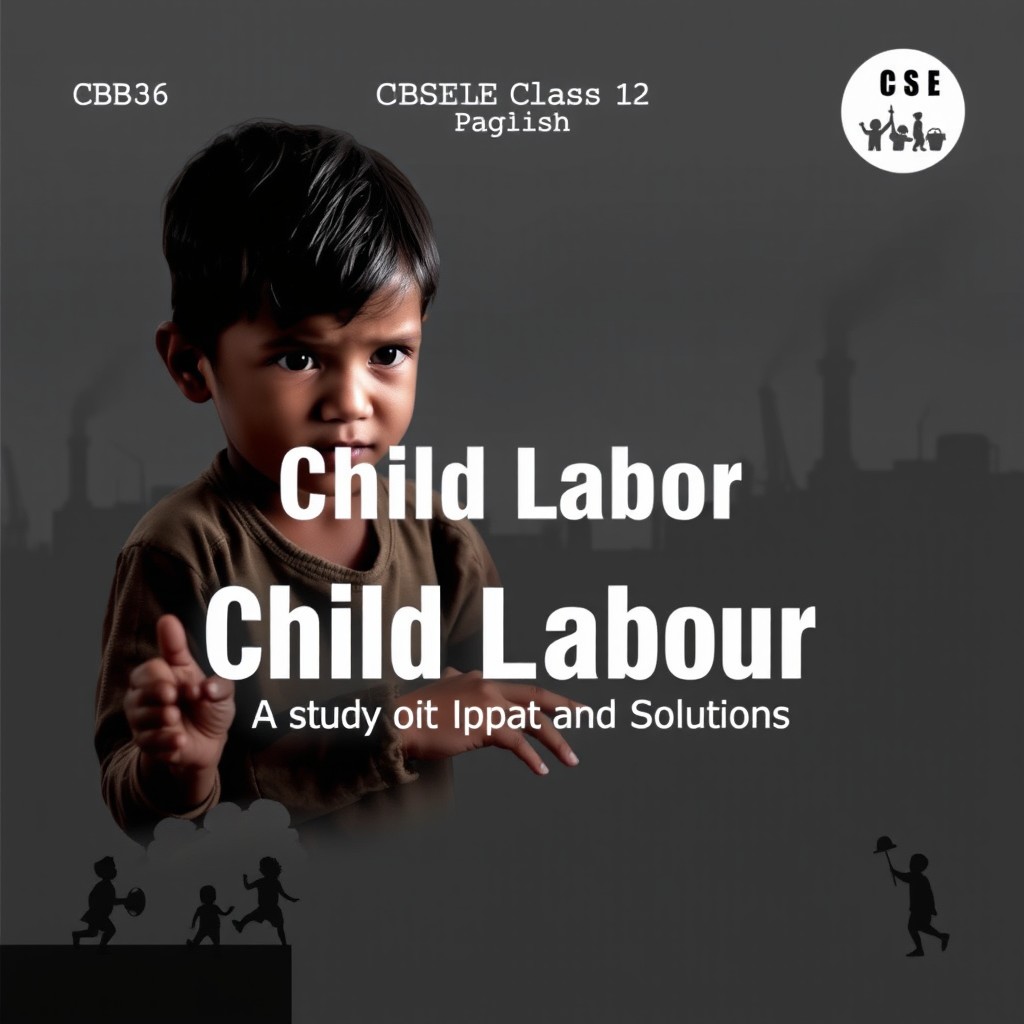 A cover page design for a CBSE Class 12 English project on the topic of child labour