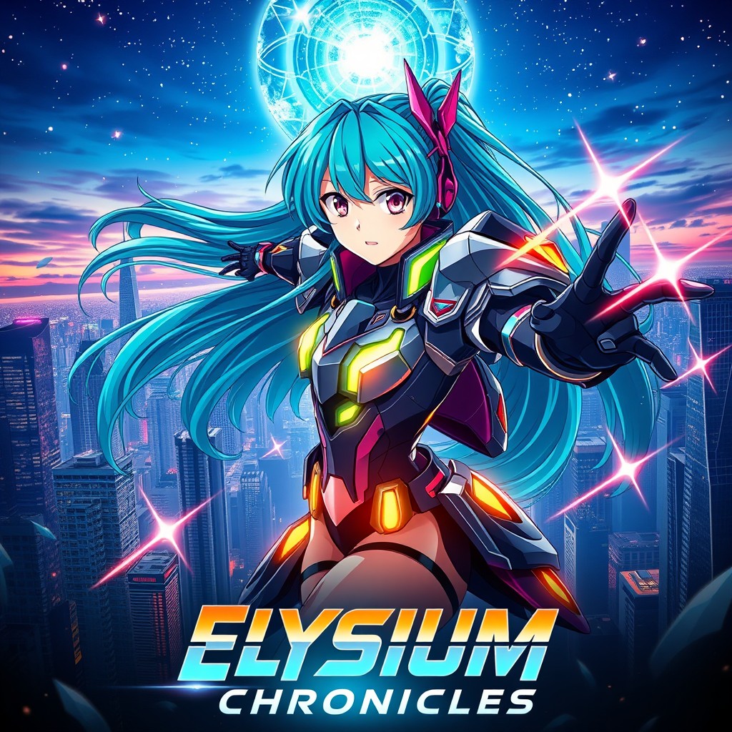 A vibrant and dynamic movie poster featuring an original anime character (OC)