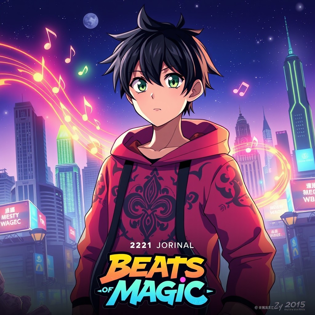 A captivating movie poster featuring an original anime character named Brian, who is 13 years old in the year 2321
