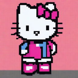 A pixel art representation of the beloved character, Hello Kitty