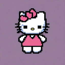 A pixel art representation of the beloved character, Hello Kitty