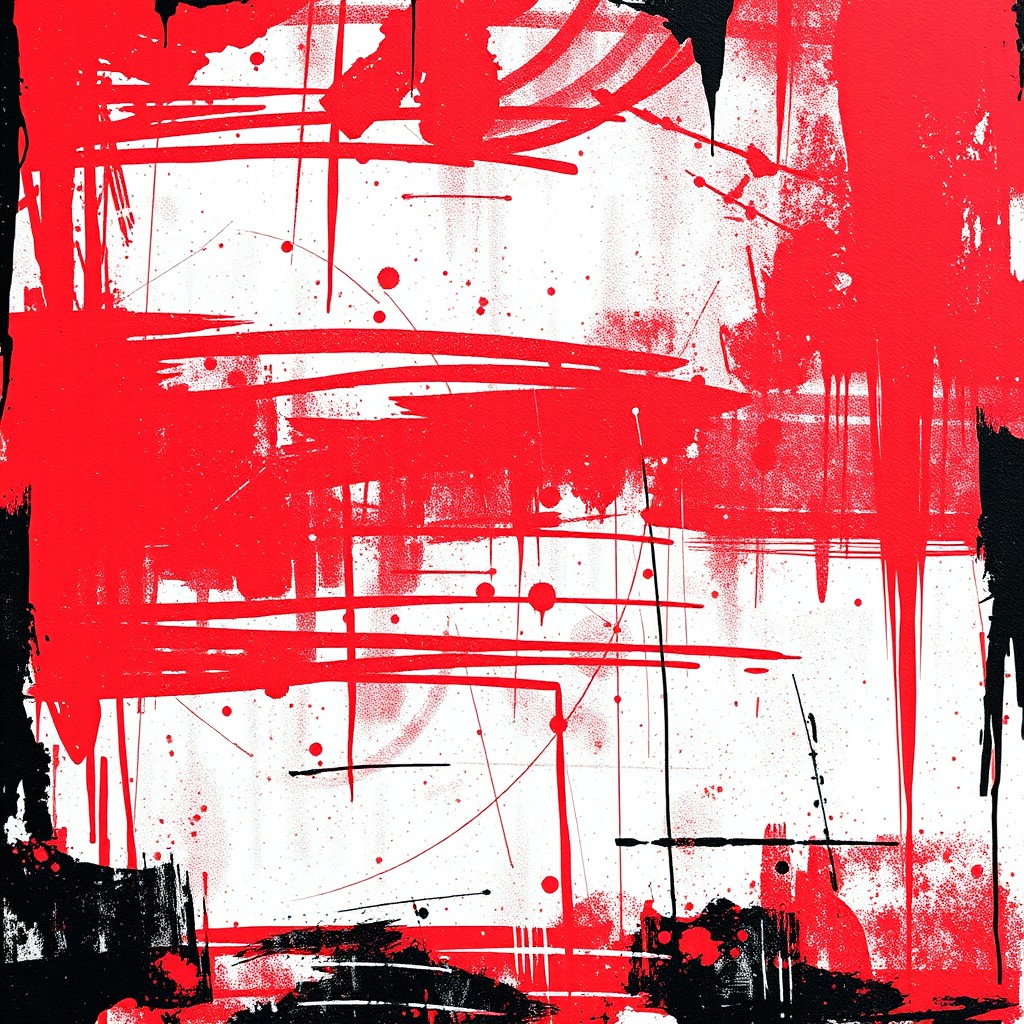 A grungy background texture featuring a bold combination of red, white, and black colors