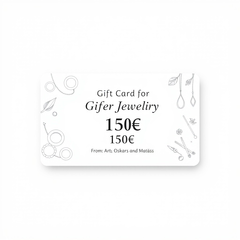 An elegant, print-ready rectangular gift card design for a silver jewelry masterclass that embodies luxury and brand appeal