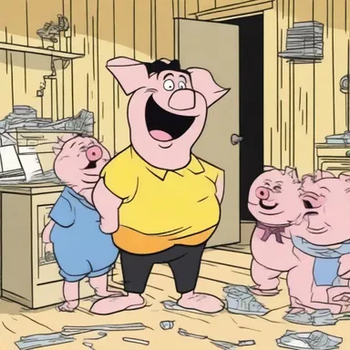 In the popular animated series, the mischievous character always manages to create chaos whenever he visits the pigpen.