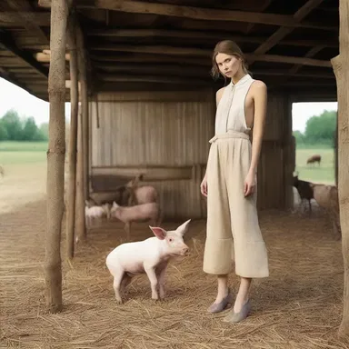 The designer drew inspiration from a rustic farm aesthetic, turning a humble pigpen into a trendy fashion statement.