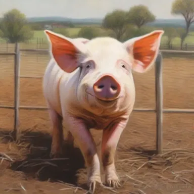 The artist skillfully painted a detailed portrait of a pig in its pigpen, capturing the essence of rural life in his artwork.