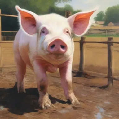 The artist skillfully painted a detailed portrait of a pig in its pigpen, capturing the essence of rural life in his artwork.