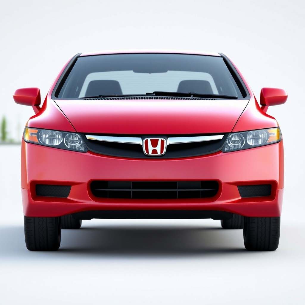A highly detailed 3D model of a 2008 Honda Civic, showcasing its sleek aerodynamic design, unique front grille, and modern headlights
