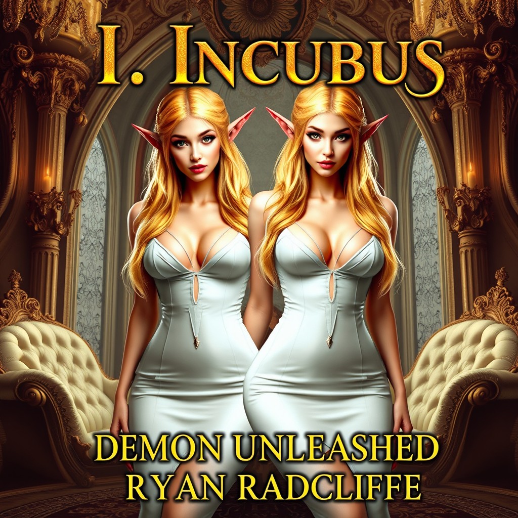 A captivating book cover for an Amazon Kindle ebook titled 'I, Incubus: Demon Unleashed (Book 3)' featuring two identical twin elf women