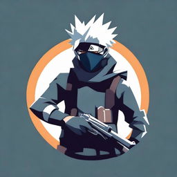 A sleek logo featuring Kakashi Hatake from 'Naruto' confidently holding a stylized gun, creating a memorable and dynamic icon.