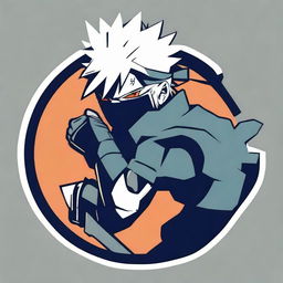 A sleek logo featuring Kakashi Hatake from 'Naruto' confidently holding a stylized gun, creating a memorable and dynamic icon.