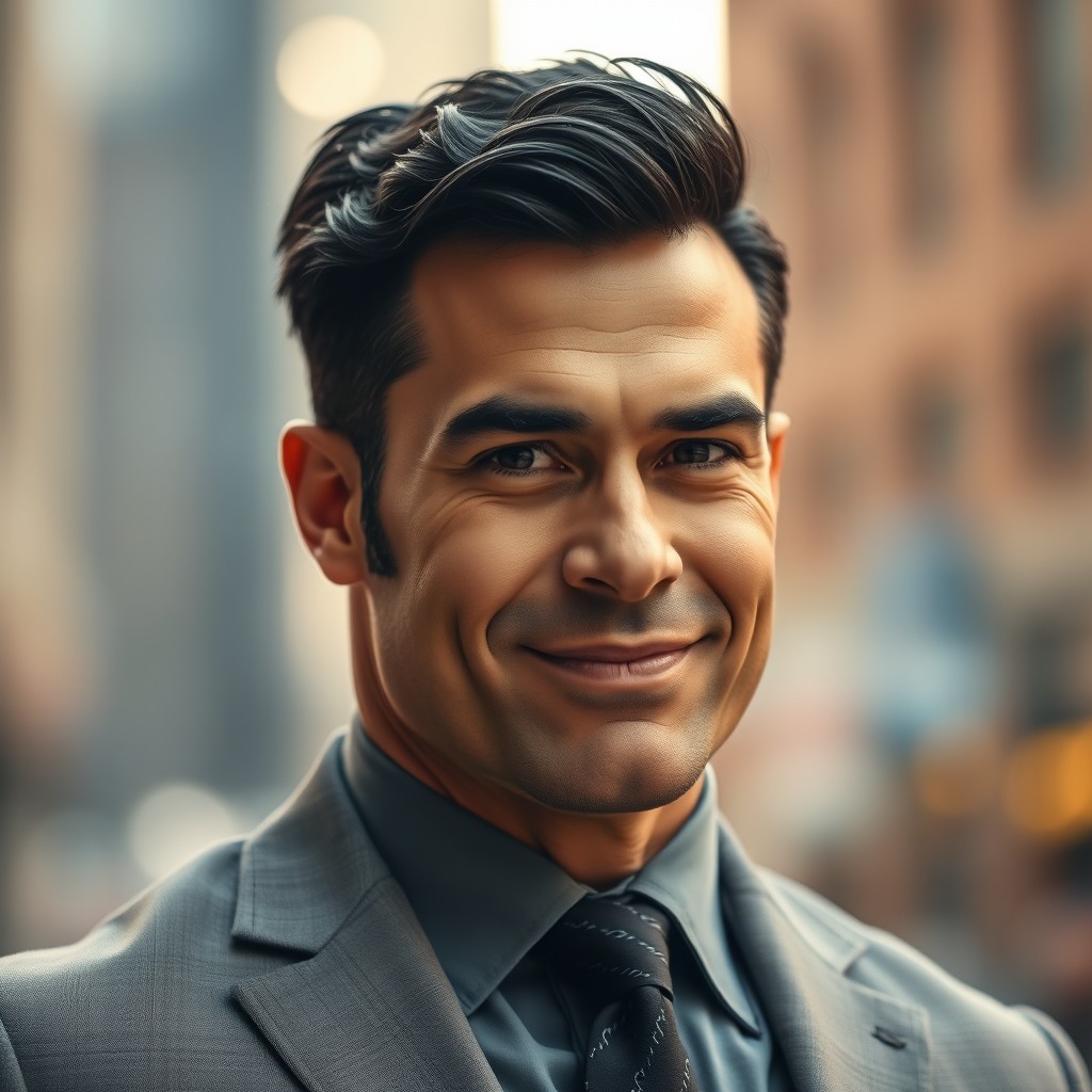 A strong and handsome 53-year-old male, with an athletic build and a distinguished appearance