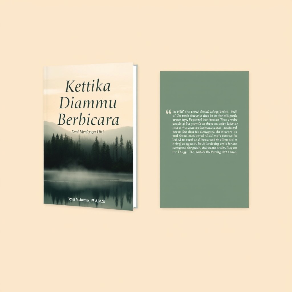 A book cover design for 'Ketika Diammu Berbicara' with the subtitle 'Seni Mendengar Diri'