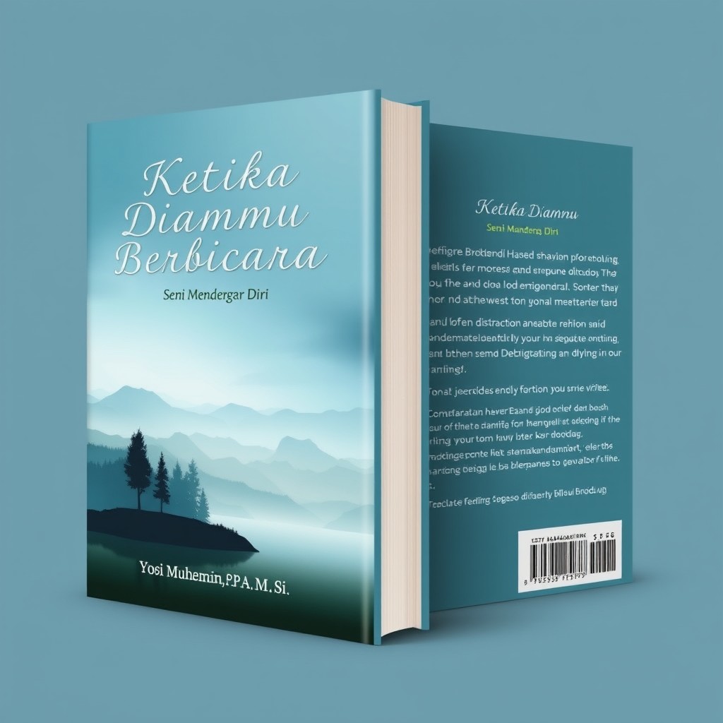 A book cover design for 'Ketika Diammu Berbicara' with the subtitle 'Seni Mendengar Diri'