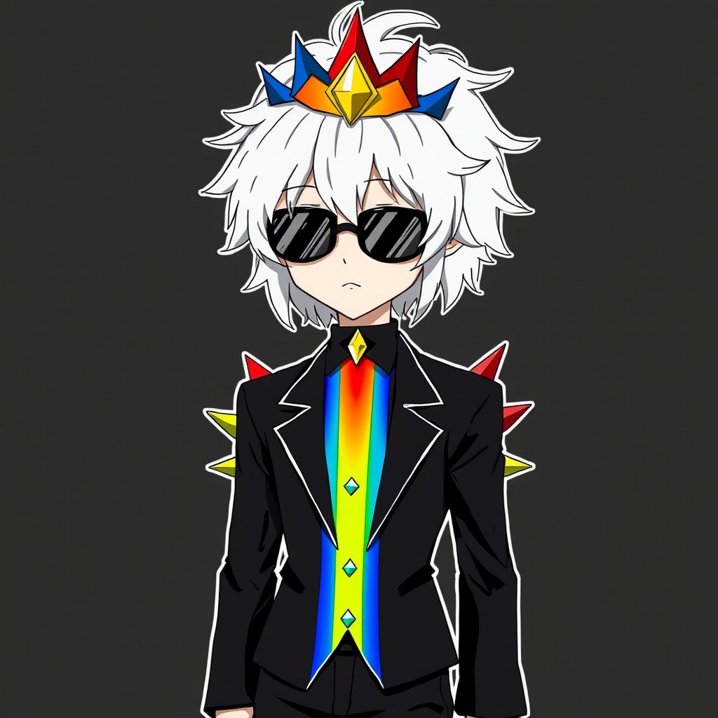 Edgy Anime Character with White Choppy Hair
