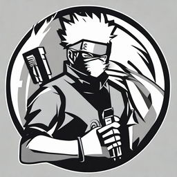 An engaging logo featuring Kakashi Hatake from Naruto, posed confidently with a stylized firearm incorporated into the design.