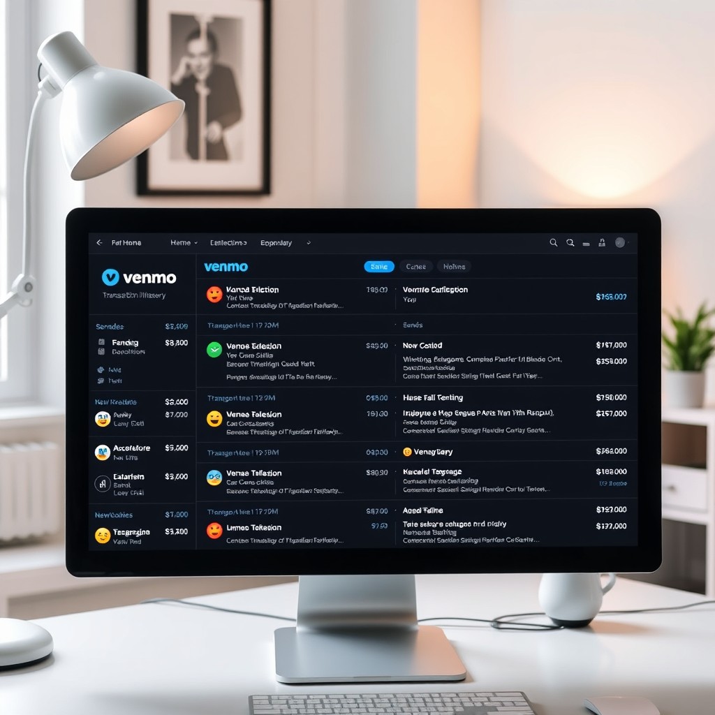 A computer screen displaying a detailed screenshot of a Venmo transaction history