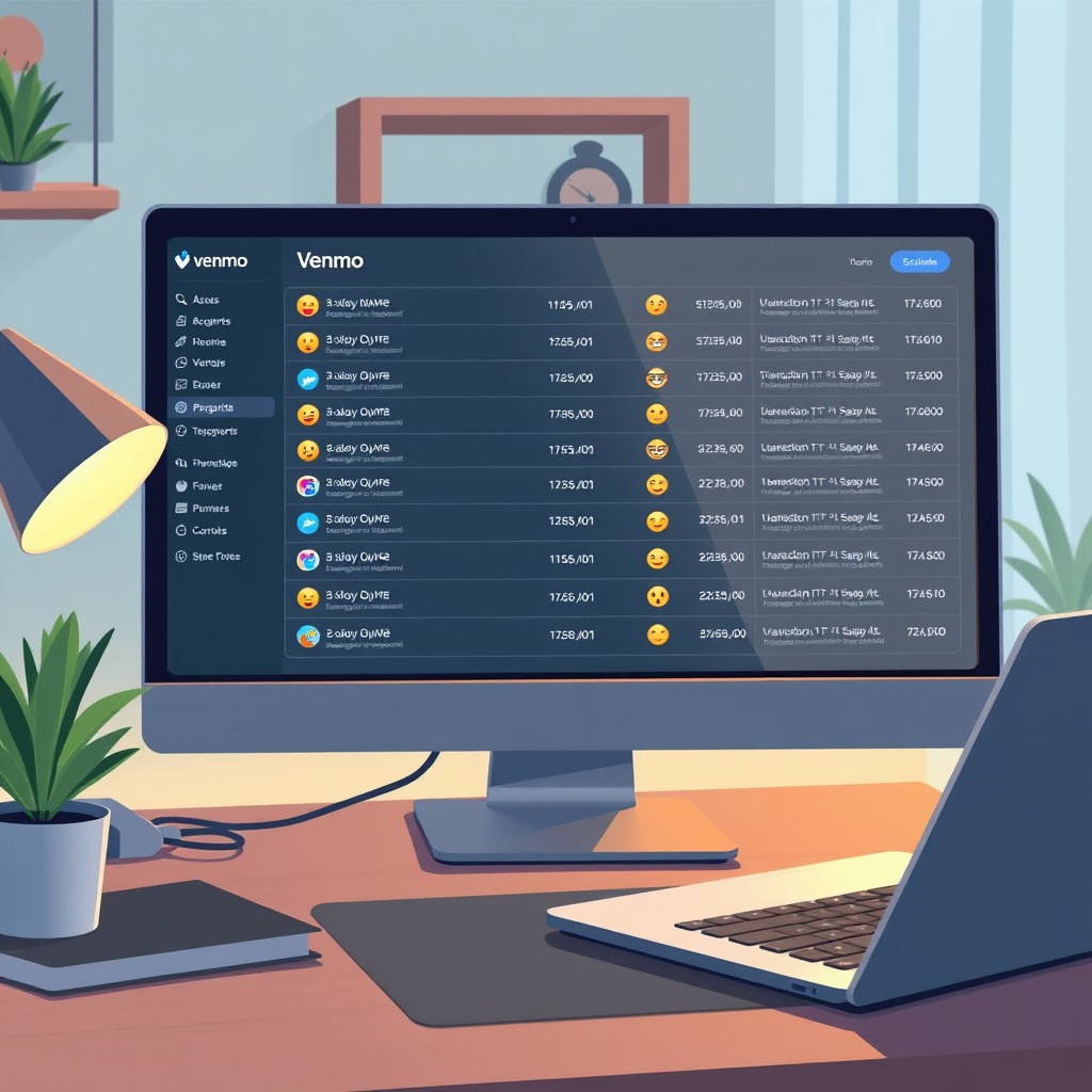 An illustration of a computer screen showcasing a Venmo transaction history screenshot