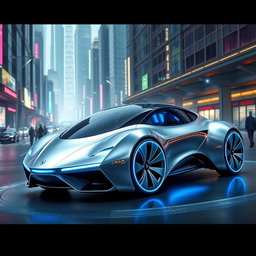 A futuristic concept car featuring sleek, aerodynamic lines and a minimalist design
