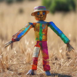 A living scarecrow with one of its arms made entirely of shimmering glass.