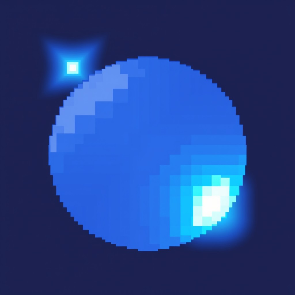 Vibrant 16x16 Pixel Art Blue Sphere