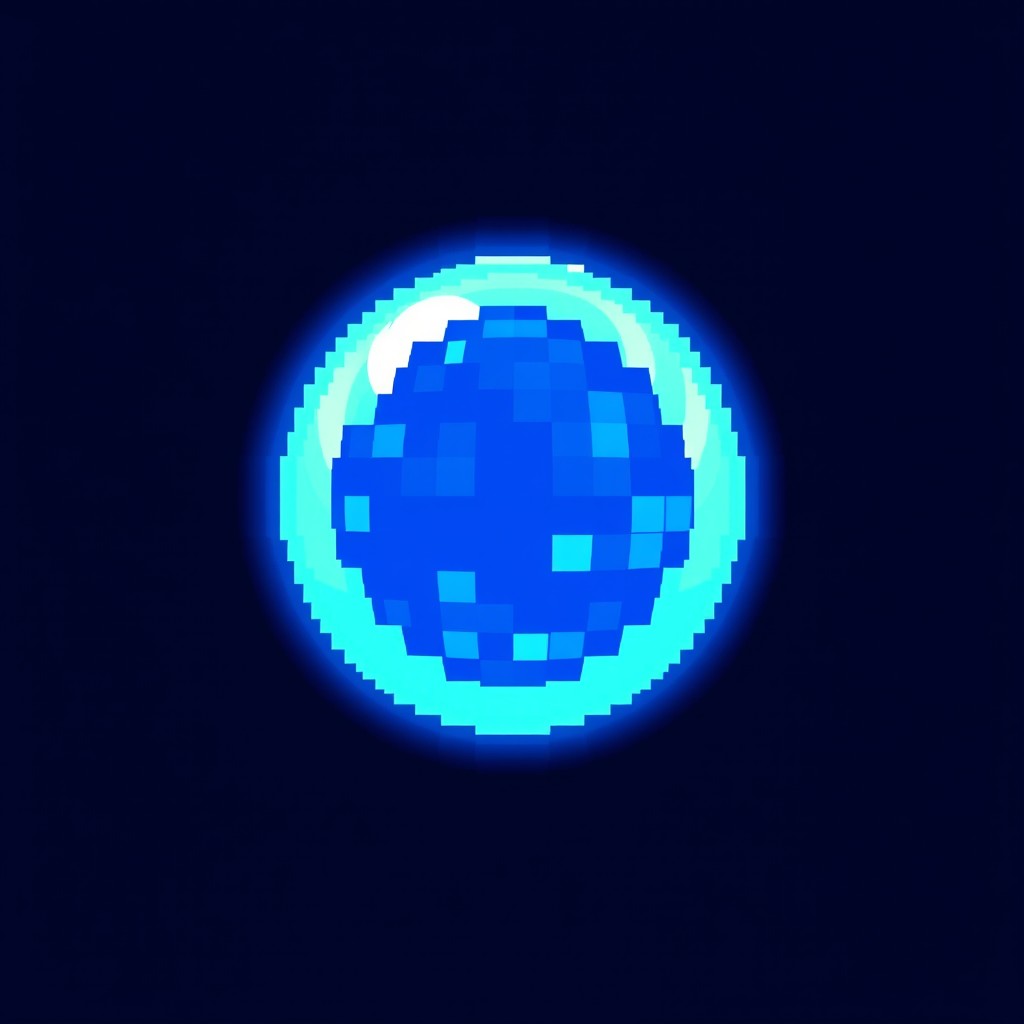 Bright Blue Pixel Art Sphere – 16x16 Glory