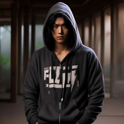 Kakashi Hatake from Naruto, wearing a trendy hoodie that has the word 'Flixer' inscribed on it in a stylish font.