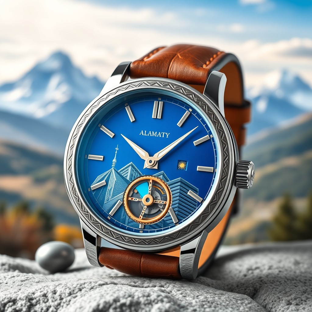 A beautifully designed mechanic powered men's watch inspired by the vibrant city of Almaty, Kazakhstan