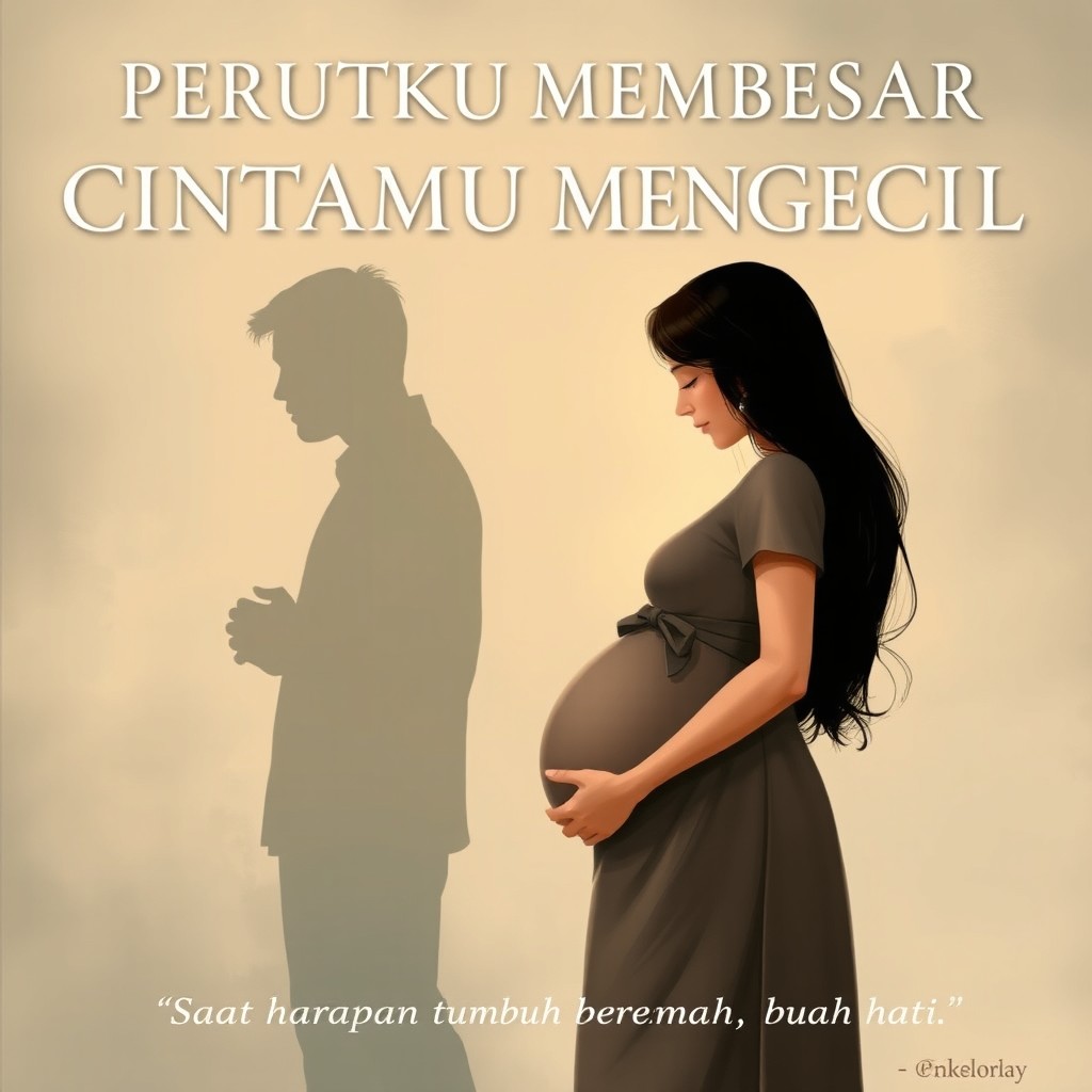 A cover illustration of a pregnant woman standing with an emotional expression, portrayed in soft, muted colors to evoke a sense of sadness and longing