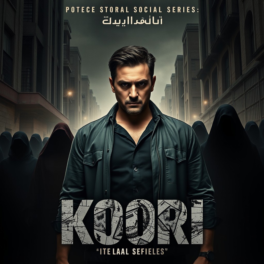 An official poster for an Iranian series titled 'Koori', depicting a compelling crime-social theme centered around justice and social inequalities