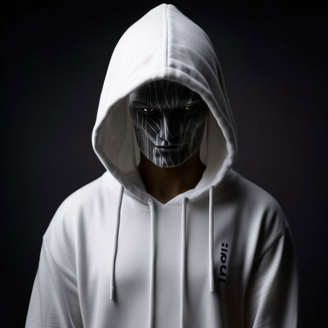 An enigmatic figure, face obscured, wearing a white hoodie. The word 'Flixer' is clearly and boldly displayed on the front of the hoodie.